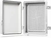 QILIPSU Waterproof Outdoor Junction Box, IP67 ABS Plastic Electrical Enclosure with Mounting Plate, Wall Brackets, Grey Hinged Cover Weatherproof for Projects (14.8"x10.8"x6.1")