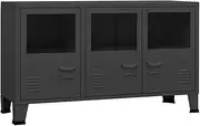 vidaXL Industrial-Stylish Anthracite Sideboard with Compartments - Metal and Glass, Easy-to-Clean