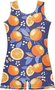 [FRODOTGV] Oranges Deep Blue Girls Gymnastics Leotards Soft Dance Biketards Tumbling for Dancewear, Tumbling Class, Swimming