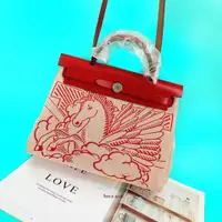 在飛比找PopChill優惠-[二手] HERMES 限量紅色飛馬Herbag 31cm