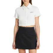 adidas Originals Terry Cloth Crop Button-Up Shirt in Cloud White at Nordstrom, Size X-Large