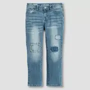 Cherokee Girls Patches Denim Light Wash Low Rise Boyfriend Evans Jeans, 5 6 7 14