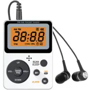 AM/FM Alarm Clock Mini Radio With LCD Screen & Headphones Compact and Portable
