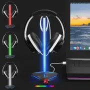 RGB Headphone Stand with 2 USB2.0 Extension Charging Port Extender CordHeadse...