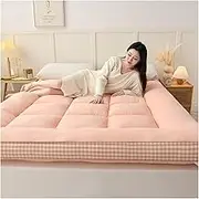 Japanese Floor Futon Mattress, Thicken Foldable Roll Up Mattress，Topper Sleeping Pad Tatami Mat, Lounger Guest Bed for Camping Couch(Pink,200x220cm)