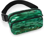 [YTLKGFP] Waist Pack Green Sparkly Spring Printed Butt Pack Fanny Pack Hip Bum Bag for Workout Traveling Casual Running Hiking Cycling, Green Sparkly Spring, 7.9 X 5.1 in