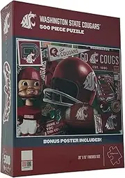 YouTheFan NCAA Washington State Cougars Retro Series 500pc Puzzle with Bonus Poster, Team Colors, 15" x 20"