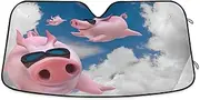 Funny Flying Animal Pig Car Windshield Sun Shade, Auto Sun Visor for Car Front Window Foldable Sun Shield Cover Blocks UV Rays Heat Protection to Keep Vehicle Cool (57" x 31.5"), L