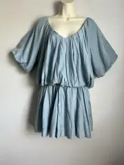 New Fab`Rik Women’s Aqua Sanders Puff Pleated Slv. Puff Bubble Dress / Skort S