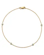 Diamond Bezel Ankle Bracelet in 14K Yellow Gold, 0.20 ct. t. w.