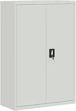 EVURU Metal Storage Cabinet, Steel File Cabinet with Lockable Doors and Adjustable Shelves, Lockable Garage Tool Cabinet Filing Cabinet for Home Office, Garage, 90x40x140 cm Steel Grey