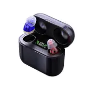 Smart noise-cancelling hearing aid for the elderly, LCD display rechargeable, noiseless, sound amplifier collector, portable charging box Black