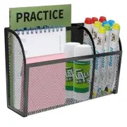 Magnetic Pencil Holder-Magnetic Basket for Fridge 3-Grid Mesh Magnetic Black