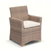 Coco Outdoor Wicker And Teak Dining Arm Chair