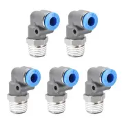 Elbow Push to Connect Air Fittings 6mm Tube OD X 1/4PT Male Thread Grey 5Pcs