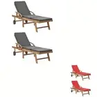 Sun Lounger with Cushion Garden Outdoor Patio Day Bed Solid Wood Teak vidaXL