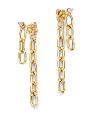 Zoe Chicco 14K Yellow Gold Prong Diamonds Diamond Chain Link Front to Back Drop Earrings