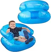 2 Pcs Blow Up Chair for Kids 27.5x27.5x17.2 in Blue Sequin Style Inflatable Sofa Chair for Boys Girls 200 Pounds Bearing Capacity Portable Inflatable Couch for Camping, Beach, Pool, Blow Up, I