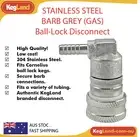 STAINLESS STEEL BARB BALL LOCK DISCONNECT (GAS) home brew corny cornelius keg