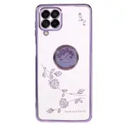 For Samsung Galaxy M53 5G Phone Case with Kickstand Electroplating Pattern Rhinestone Phone Cover