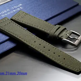 全新 IWC 萬國錶代用進口高級強化纖維雙向摺疊扣錶帶軍綠色款 (22mm.21mm.20mm)錶帶單購