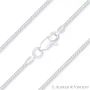 Solid Italy .925 Sterling Silver 1.6mm Gauge 40 Snake Link Italian Chain Anklet