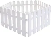 DOITOOL 5 Pieces Plastic White Edging Garden Picket Fence - Grass Lawn Flowerbed Plant Borders, Decor White Picket Fence Garden Border Edging for Lawn (19.6 X 11.8 Inch)