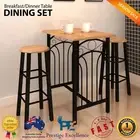 Breakfast Table and Chair Set Bar Dining Stools High Furniture Kitchen Black NEW
