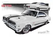 HOLDEN HT GTS MONARO KASHMIR WHITE A1 STRETCHED CANVAS (HC69)