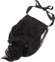 HAKIDZEL Ponytail Wig Curly Human Hair Wig Brown Ponytail Extension Human Hair Ponytail Curly Drawstring Ponytail Brown Hair Extensions Clip in Hair Extensions Black High Temperature Wire