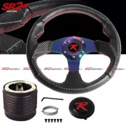 Red Sport Neo Chrome Carbon PVC Steering Wheel Hub for Impreza Eclipse Lancer (for: Mitsubishi)