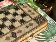 20" Unique Handcrafted Real Pearl Backgammon Board and Chess Set from Lebanon