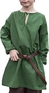[HanzhuoLG] Boy's Medieval Renaissance Shirt Vintage Long Sleeve Robes Cosplay Costume Robe (Without Accessories) Army Green XXL