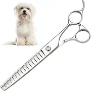 7 Inch Dog Grooming Scissors, 15 Teeth Pet Chunker Shears Professional, Blunt Tip Trimming Shearing for Dogs Cats Face Paws Limbs, VG10 Stainless Steel Sharp, Ergonomic Cat Scissors, 65% Thinning Rate