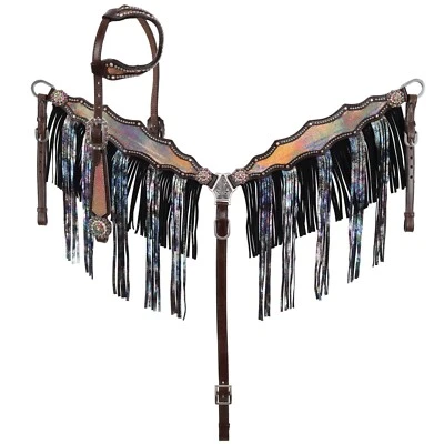 Limited Edition Glittered Glow One Ear Headstall & Breast Collar & Reins NEW