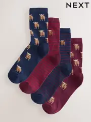 Berry Hamish The Highland Cow Ankle Socks 4 Pack (F79639) | $23