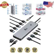 3 in 1 USB C Hub: Dual HDMI, DisplayPort & Fast Charging - Perfect for MacBook