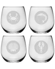 Susquehanna Glass Susquehanna Glass Clambake Set of Four 16.75oz Stemless Glasses