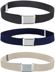 [Generic] Adjustable Belt With For Kids Children Stretch Elastic Canvas Waistband Strap Trousers Boys Buckles Pants Girls Easy