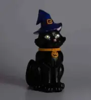 Magical Black Cat Witch Hat Shorty 56873 LED Garden Statue 16" H with Timer