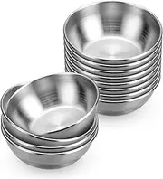 [DINYWOW] 12pcs Sauce Dishes 3.2 Inch Stainless Steel Round Seasoning Dishes Bowls Condiment Cups Sushi Dipping Small Dish Bowl Saucers Mini Appetizer Plates Silver Color