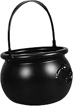 FOYTOKI Witch Barrel Bucket Halloween Jar Halloween Storage Bowl Witch Pot Mini Plastic Cauldron Holiday Popcorn Bucket Plastic Black