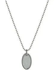 [Cudworth] Stainless Steel And Fibreglass Oval Pendant On Ball Chain 55cm in Silver