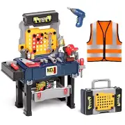 Deejoy Kids Transformable Tool Bench with Realistic Tools, Electric Drill, Pr...