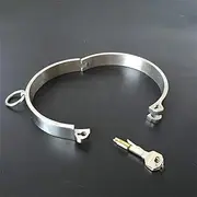 HCUDFN BDSM Stainless Steel Lockable Collar Bondage Restraints Ring SM Games Sex Toys for Women Men(Female)