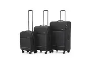 3pc Tosca So-Lite Travel Suitcase Checked/Carry On Trolley Luggage Set Black