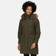 Regatta Women's Shiloh Fur Trim Parka Jacket Coat Dark Khaki UK Size 18L EU 44