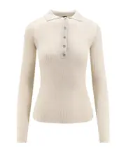 Pinko Tino Lurex Detailed Distressed Top M Nude