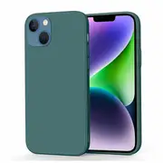 For Apple iPhone 14 Plus Silicone Silky Soft Case with Microfiber TPU Ultra Slim Anti Scratch Shockproof Cover (Dark Green)
