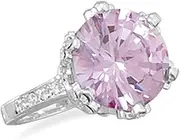 [JewelryWeb] Faceted Large Round Lavender CZ Simulated Diamond Fashion Ring With Clear Crystals In The Band Size 8-Band Style-Ring for Women and Men